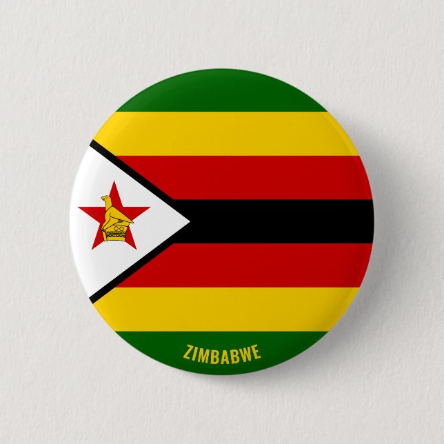 Zimbabwe Flagga Charming Patriotic Button Knapp (Framsida)