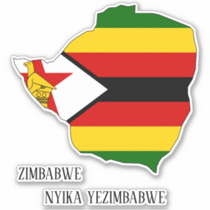 Zimbabwe Flagga Charming Patriotic Karta Klistermärken