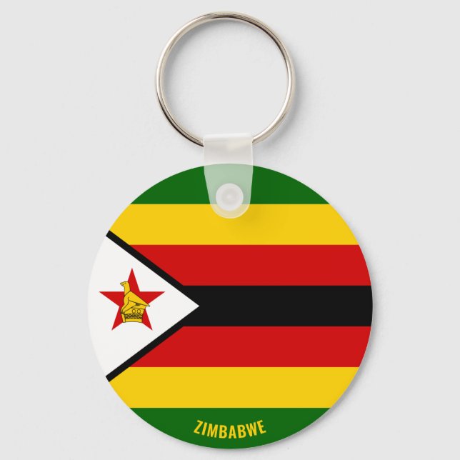 Zimbabwe Flagga Charming Patriotic Nyckelring (Framsida)