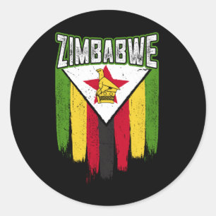 Zimbabwe Flagga Gift Idea Zimbabwe Runt Klistermärke