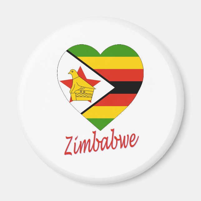 Zimbabwe Flagga Heart Magnet (Framsidan)
