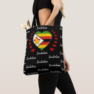 Zimbabwe Flagga & Heart Zimbabwe Flagga mode /spor Tygkasse