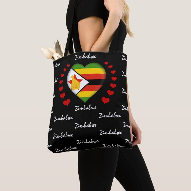 Zimbabwe Flagga & Heart Zimbabwe Flagga mode /spor Tygkasse (Närbild)