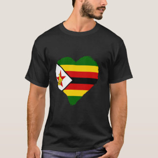 Zimbabwe Flagga Hjärta Zimbabwisk Rötter Zimbabwis T Shirt