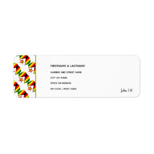 ZIMBABWE FLAGGA   John 3:16   Patriotic Adress Returadress Etikett