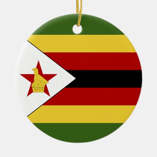 Zimbabwe flagga julgransprydnad keramik (Framsidan)