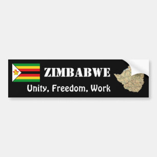 Zimbabwe Flagga + Kart Dekal
