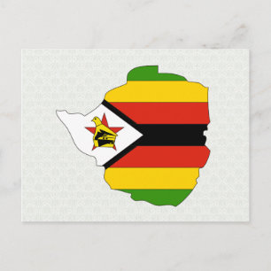 Zimbabwe Flagga Karta full storlek Vykort
