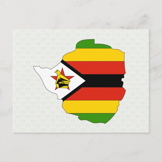 Zimbabwe Flagga Karta full storlek Vykort (Framsida)