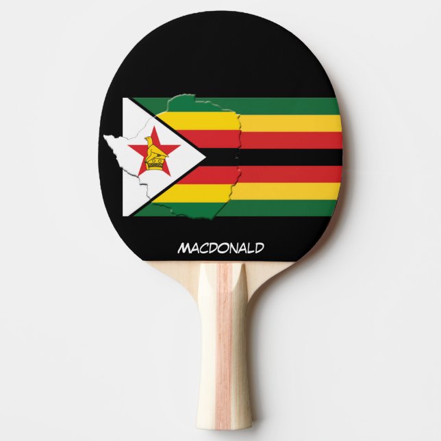ZIMBABWE FLAGGA & KARTA Personlig BLACK Pingisracket (Framsidan)