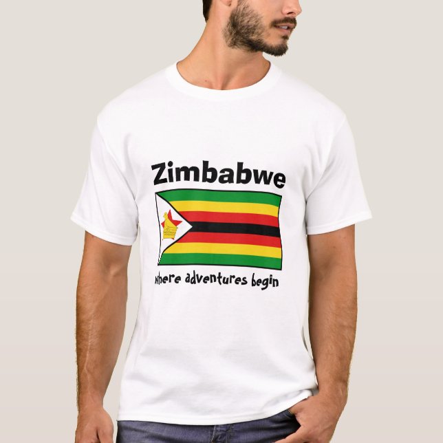 Zimbabwe flagga + Karta + TextT-tröja T Shirt (Framsida)