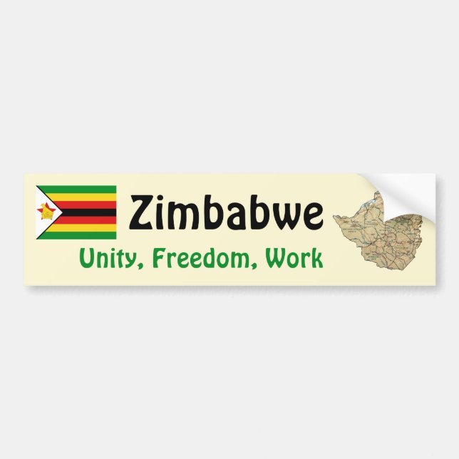 Zimbabwe flagga + Kartabildekal Bildekal (Framsidan)