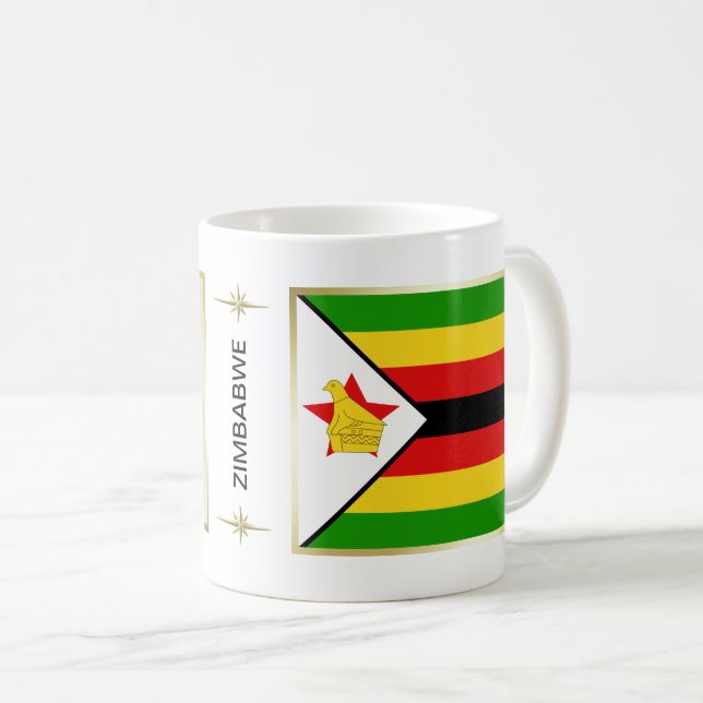 Zimbabwe flagga + Kartamugg Kaffemugg (Framsida höger)