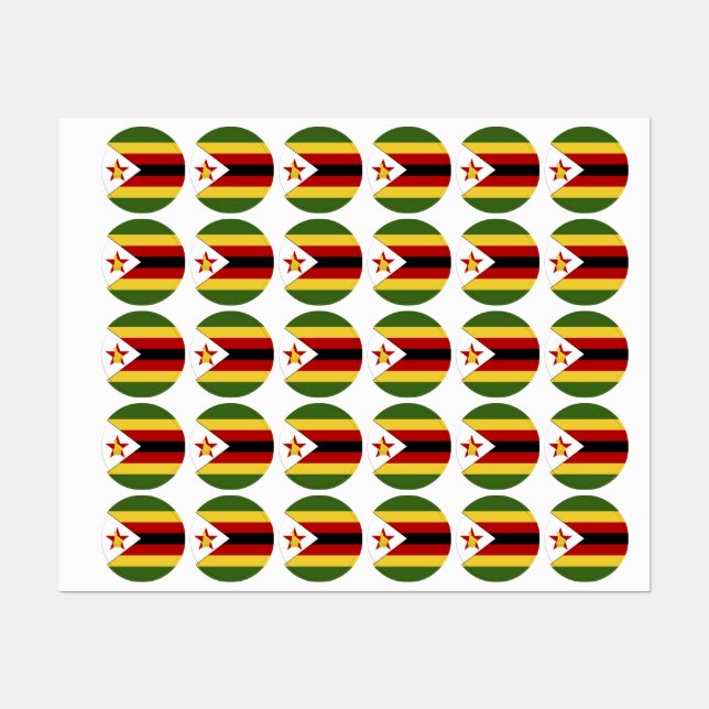 Zimbabwe flagga klistermärke (Ark)
