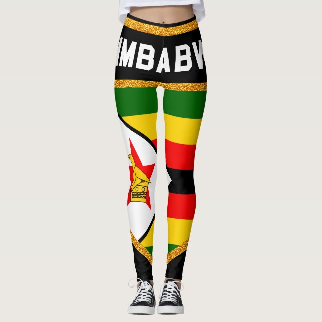 Zimbabwe flagga leggings (Framsida)
