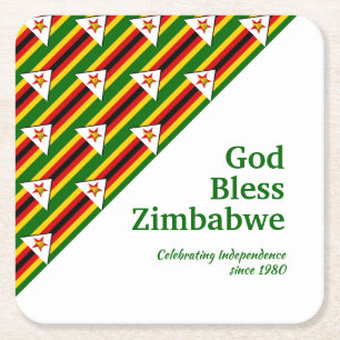 ZIMBABWE FLAGGA med Anpassade Text VÄLSIGNA DIG Underlägg Papper Kvadrat