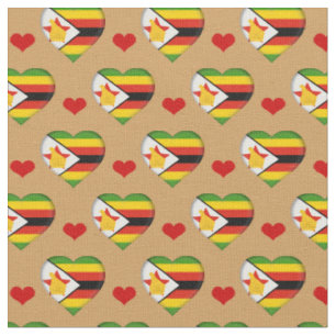 Zimbabwe Flagga Red Heart mode Fabric/Zimbabwe Tyg