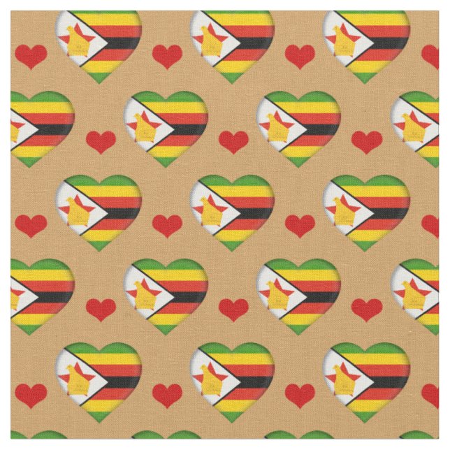 Zimbabwe Flagga Red Heart mode Fabric/Zimbabwe Tyg (Närbild)