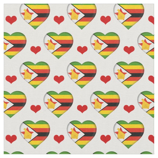 Zimbabwe Flagga Red Heart mode Fabric/Zimbabwe Tyg (Närbild)