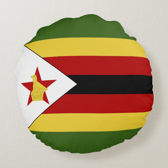 Zimbabwe flagga rund kudde (Baksidan)