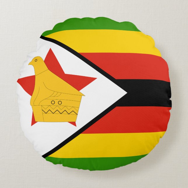 Zimbabwe Flagga Rund Kudde (Framsidan)