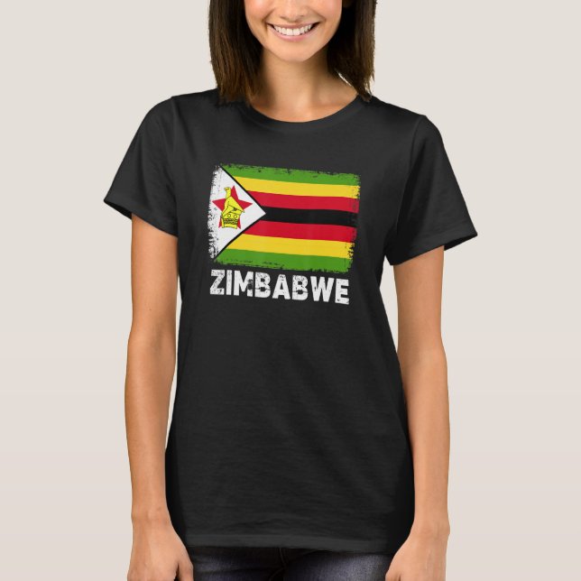 Zimbabwe Flagga Support Zimbabwe People Women Me T Shirt (Framsida)