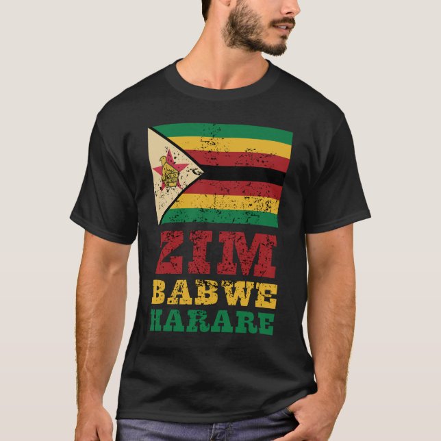 Zimbabwe Flagga T Shirt (Framsida)