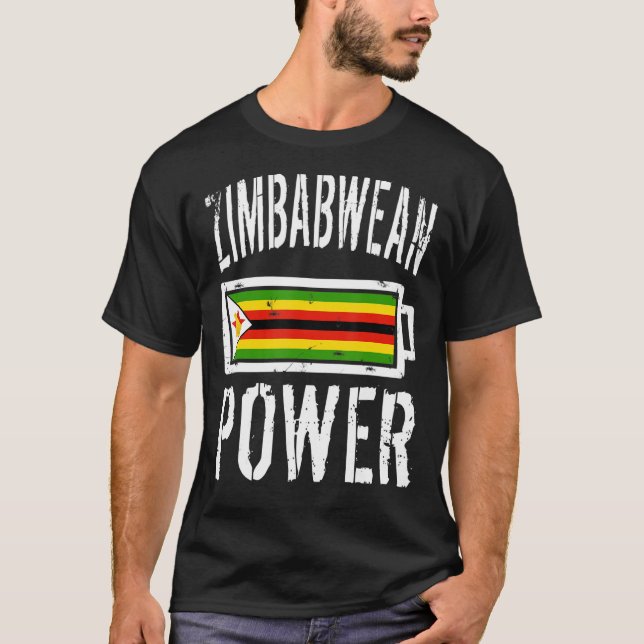 Zimbabwe Flagga T-Shirt Zimbabwe Power Battery Pro (Framsida)