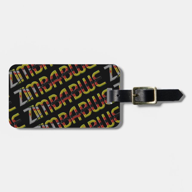 Zimbabwe Flagga Typografi Mönster African Land Bagagebricka (Horisontell Framsida)