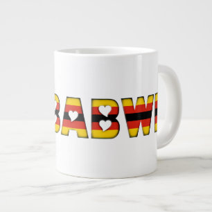 Zimbabwe Flagga Typography Mönster Hearts Jumbo Mugg