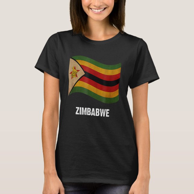 Zimbabwe Flagga Vintage Zimbabwe Pride T Shirt (Framsida)
