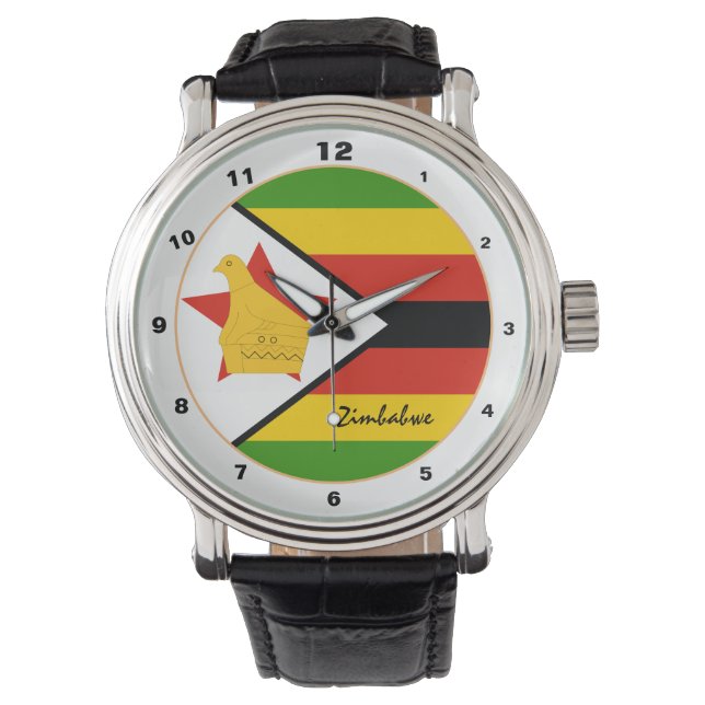 Zimbabwe Flagga watch, Zimbabwe mode /design Armbandsur (Framsida)
