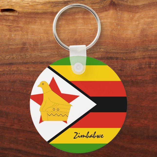 Zimbabwe Flagga & Zimbabwe helgdag, patrioter/spor Nyckelring (Framsida)