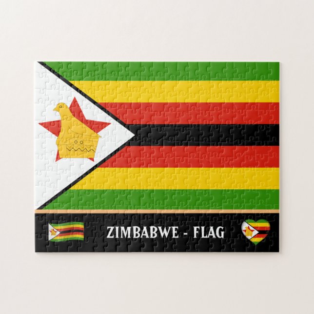 Zimbabwe Flagga & Zimbabwe land / Zimbabwe Pussel (Horisontell)