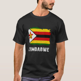 Zimbabwe Flagga Zimbabwiska Rötter Vintage Zimbabw T Shirt