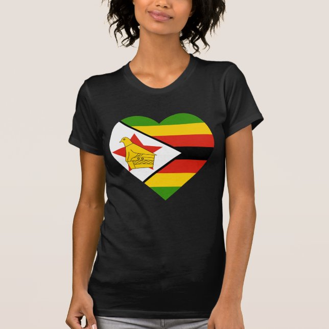 Zimbabwe flaggahjärta tee shirt (Framsida)