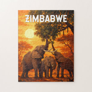 Zimbabwe Illustration Resa Konst Vintage Pussel