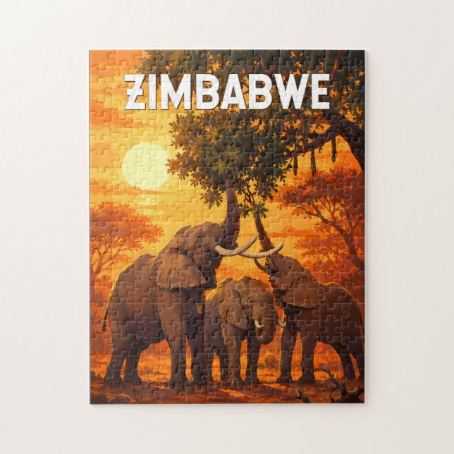 Zimbabwe Illustration Resa Konst Vintage Pussel (Vertikal)