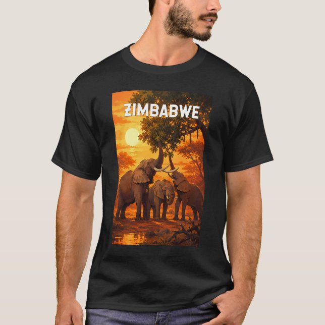 Zimbabwe Illustration Resa Konst Vintage T Shirt (Framsida)