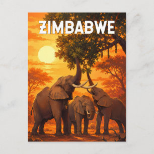 Zimbabwe Illustration Resa Konst Vintage Vykort