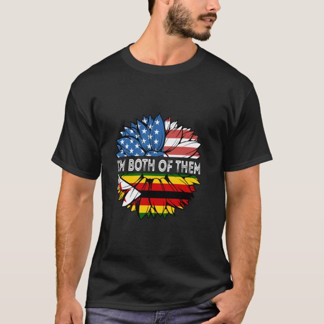 Zimbabwe I'm Both Of Them USA Sunflower Zimbabwean T Shirt (Framsida)