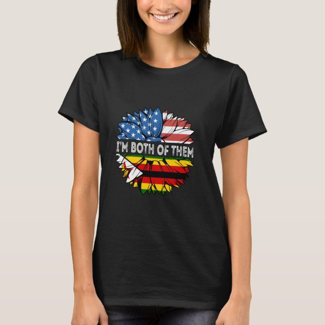 Zimbabwe, jag är båda två USA Solros Zimbabwe T Shirt (Framsida)