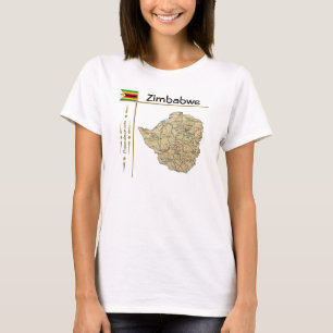 Zimbabwe Karta + Flagga + avdelning T-Shirt