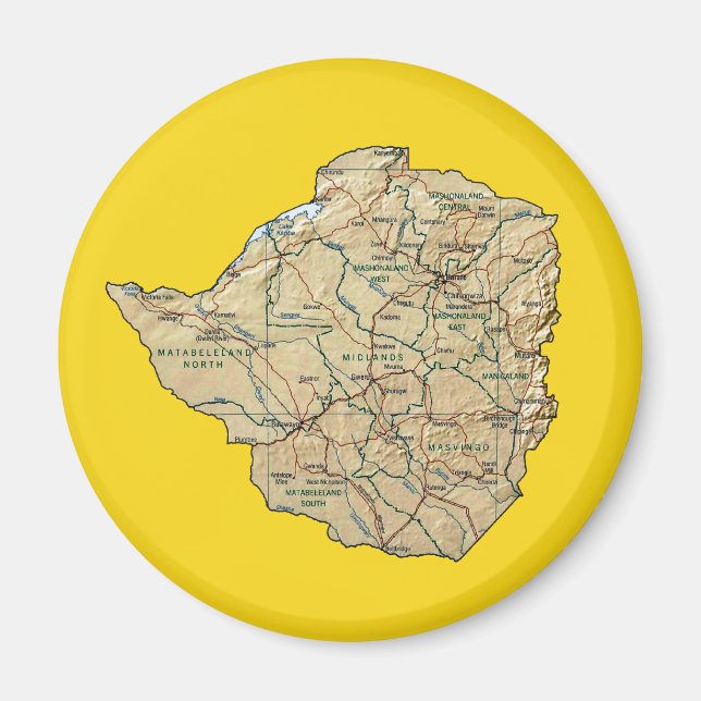 Zimbabwe Karta Magnet (Framsidan)