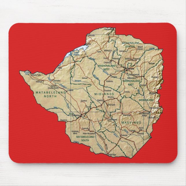 Zimbabwe karta Mousepad Musmatta (Framsidan)