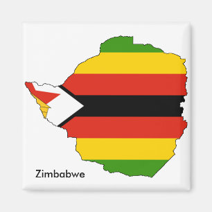 Zimbabwe Karta och Flagga Thed Magnet