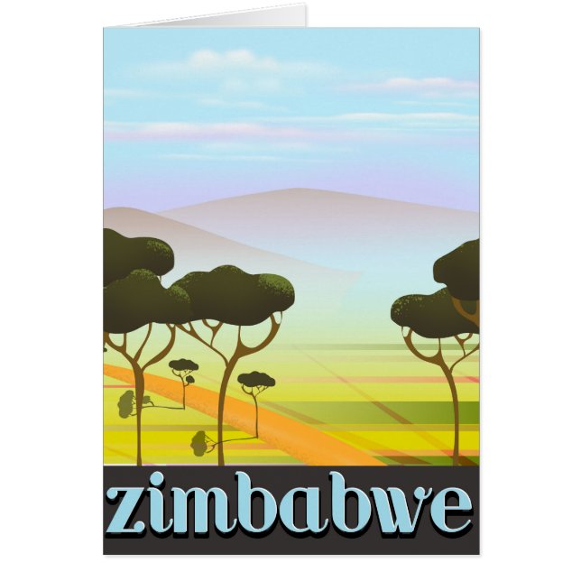 Zimbabwe landskaps resaffisch hälsningskort (Framsidan)