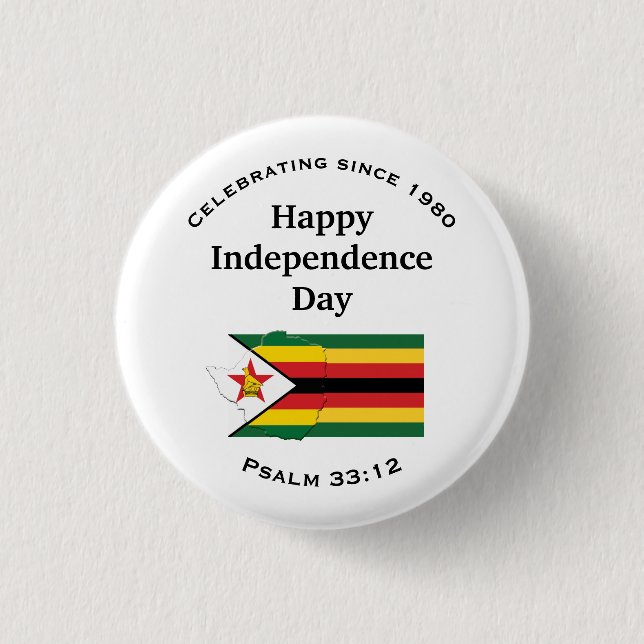 ZIMBABWE Lycklig Independence day WHITE Knapp (Framsida)