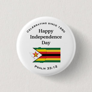 ZIMBABWE Lycklig Independence day WHITE Knapp