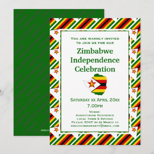 ZIMBABWE OBEROENDE FIRANDE Zimbabwe Flagga Inbjudningar